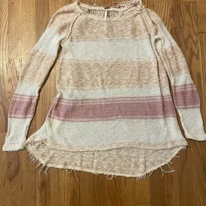Free People Textured Knit Sweater in Cream
